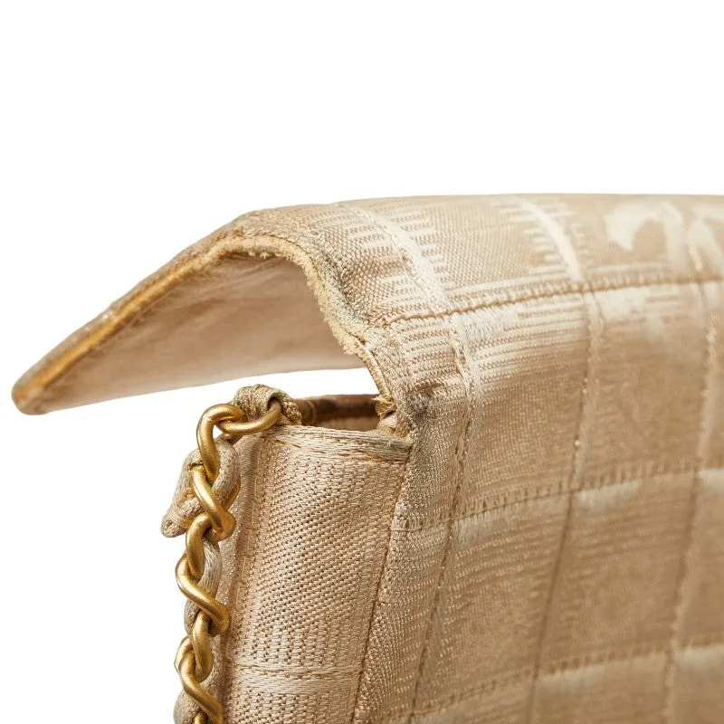 Chanel Coco New Label Line Chain Shoulder Bag Beige Canvas Leather  Chanel