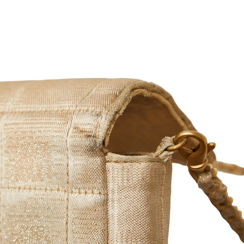 Chanel Coco New Label Line Chain Shoulder Bag Beige Canvas Leather  Chanel