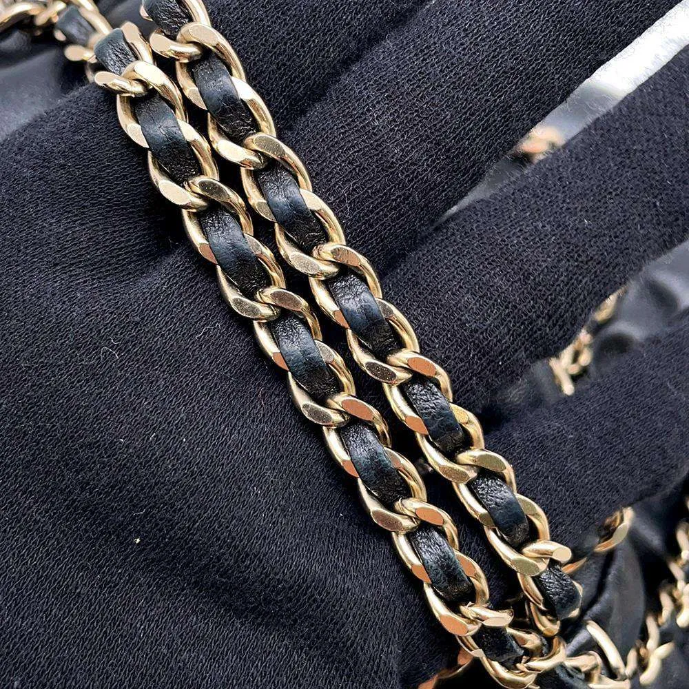 CHANEL Drawstring Bag Chain Shoulder Bag Black AS2314 Lambskin