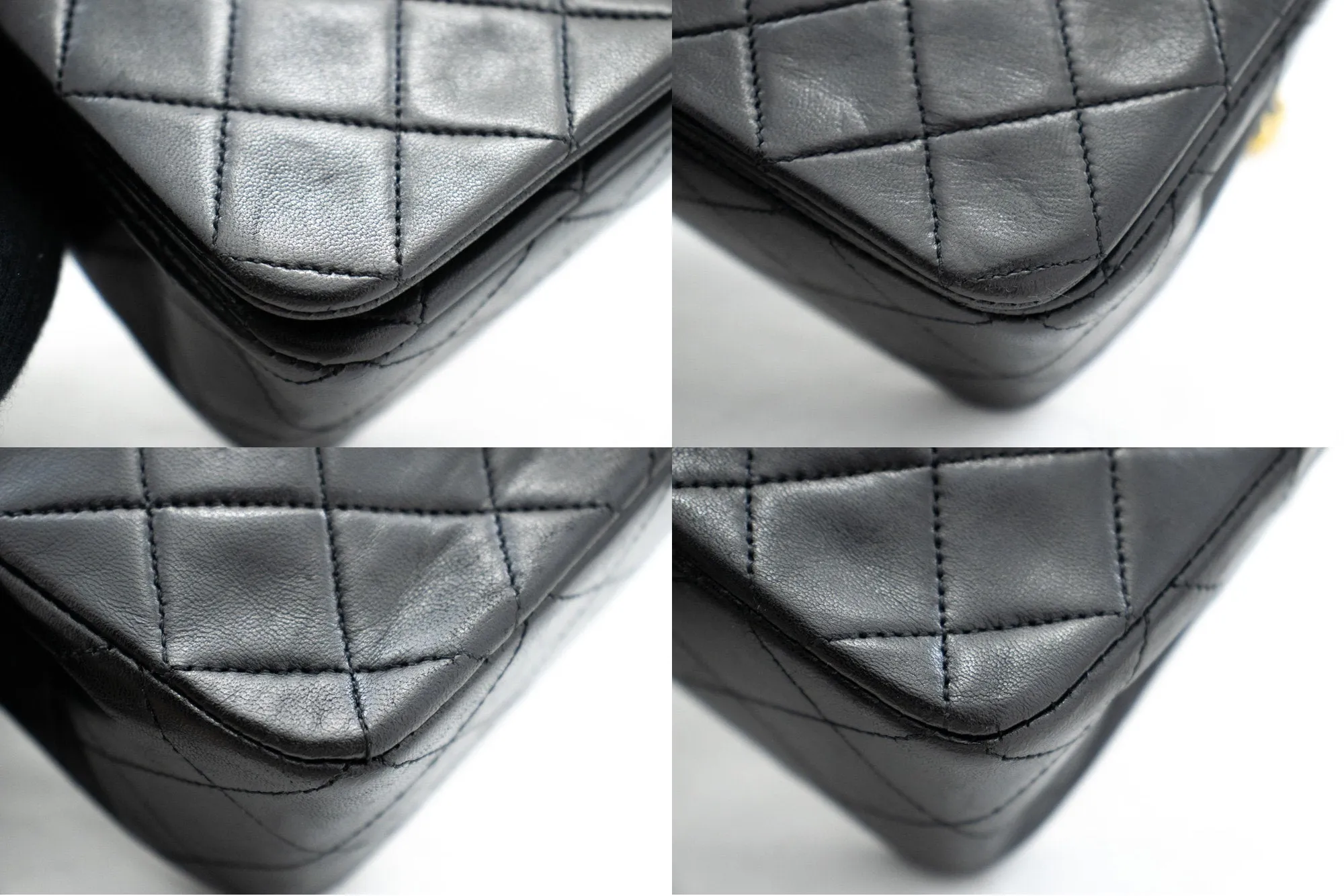CHANEL Full Flap Chain Shoulder Bag Clutch Black Quilted Lambskin k84