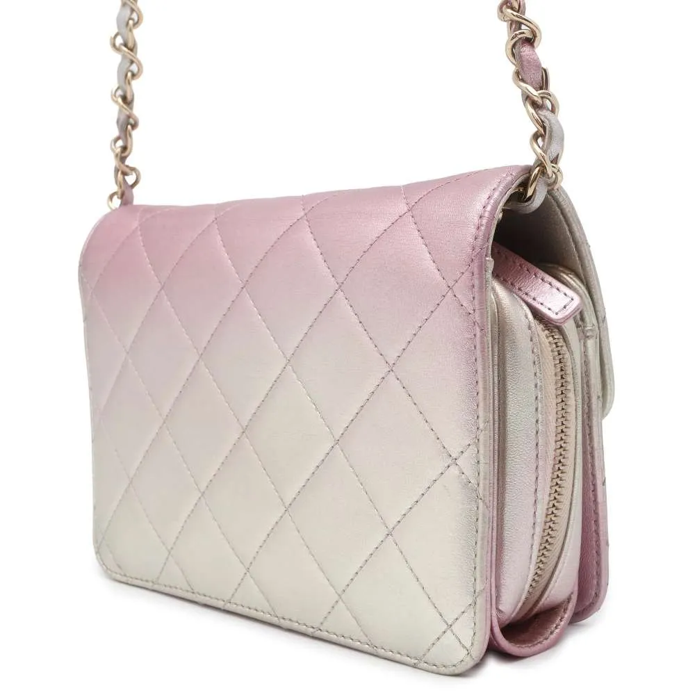 CHANEL Gradation Matelasse ChainShoulder MetalicPink/MetalicSilver AS3002 Lambskin