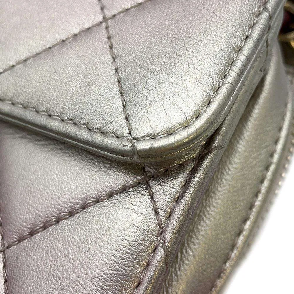 CHANEL Gradation Matelasse ChainShoulder MetalicPink/MetalicSilver AS3002 Lambskin