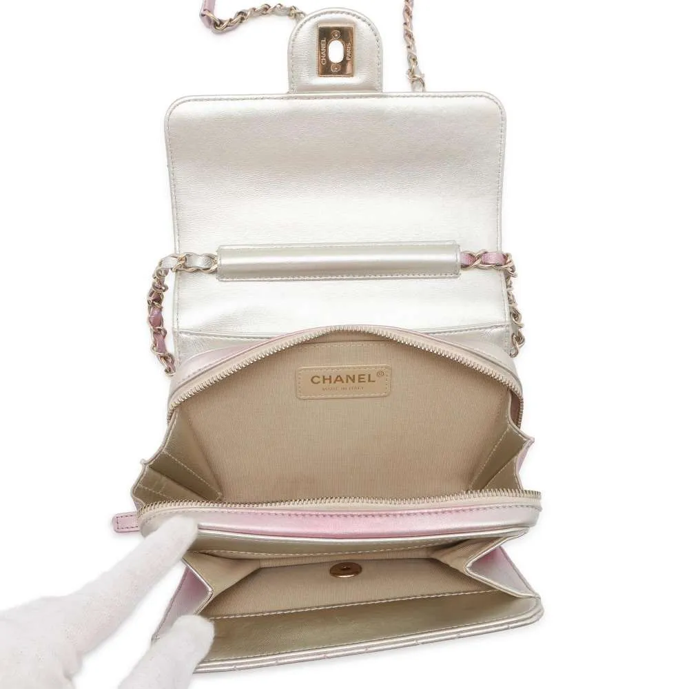 CHANEL Gradation Matelasse ChainShoulder MetalicPink/MetalicSilver AS3002 Lambskin