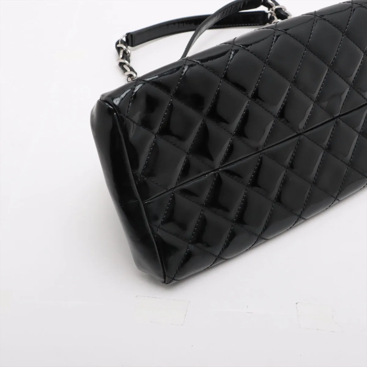 Chanel Mademoiselle Patent Leather Chain Shoulder Bag Black Silver G  14th