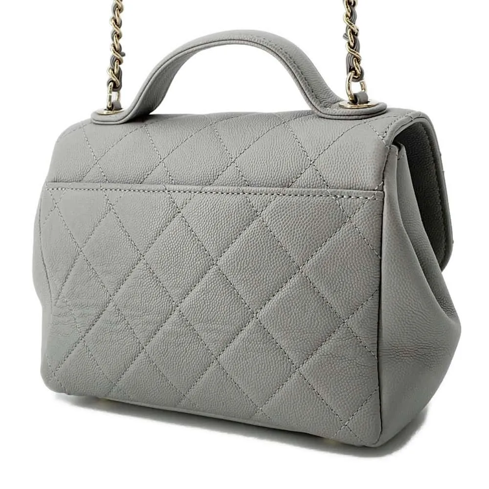 CHANEL Matelasse Business Affinity Shoulder Bag Gray A93749 Leather