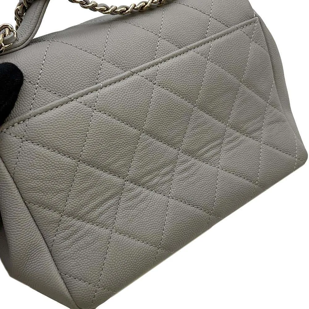 CHANEL Matelasse Business Affinity Shoulder Bag Gray A93749 Leather