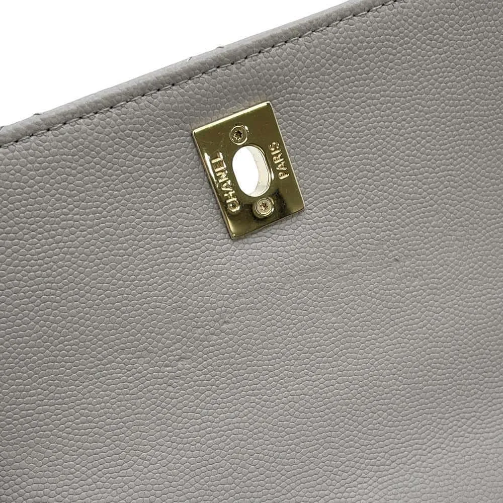 CHANEL Matelasse Business Affinity Shoulder Bag Gray A93749 Leather