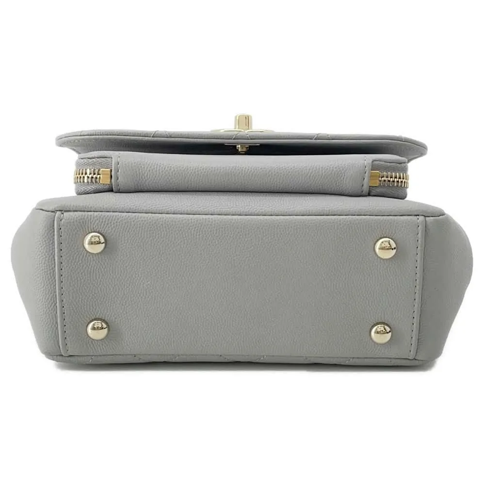 CHANEL Matelasse Business Affinity Shoulder Bag Gray A93749 Leather