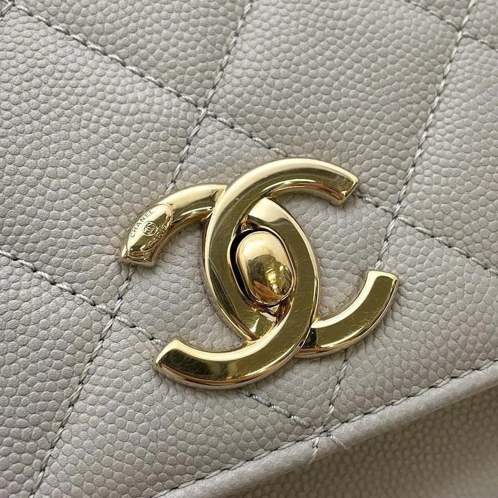 CHANEL Matelasse Business Affinity Shoulder Bag Gray A93749 Leather