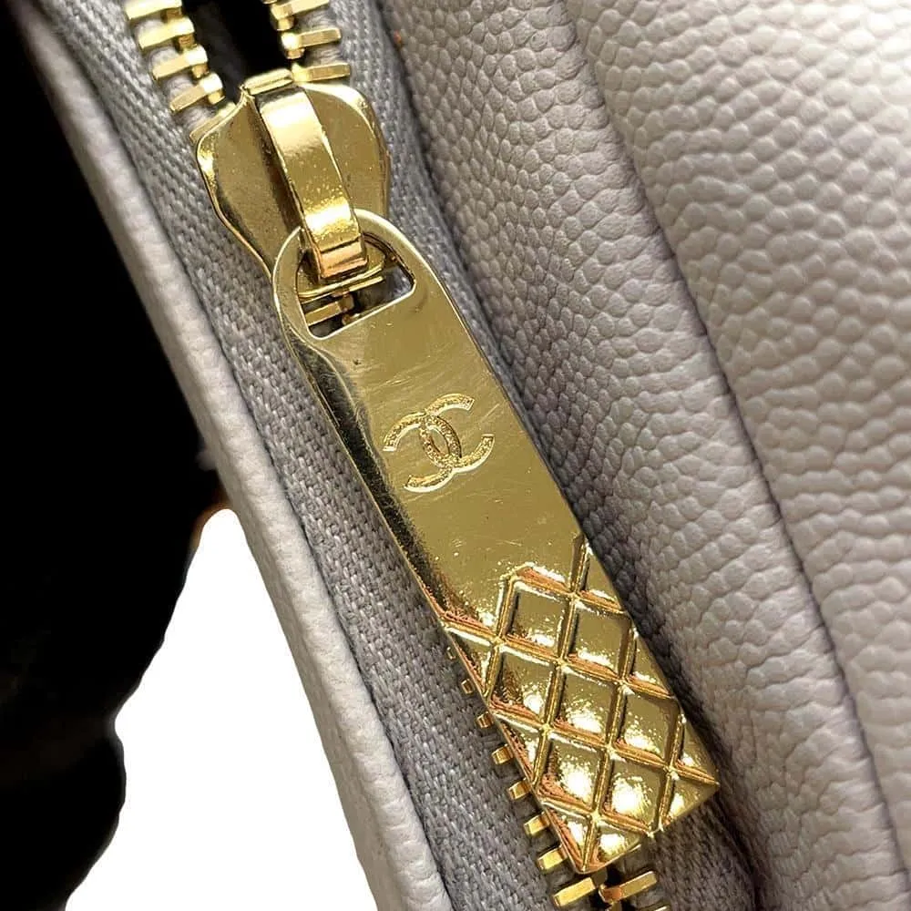 CHANEL Matelasse Business Affinity Shoulder Bag Gray A93749 Leather
