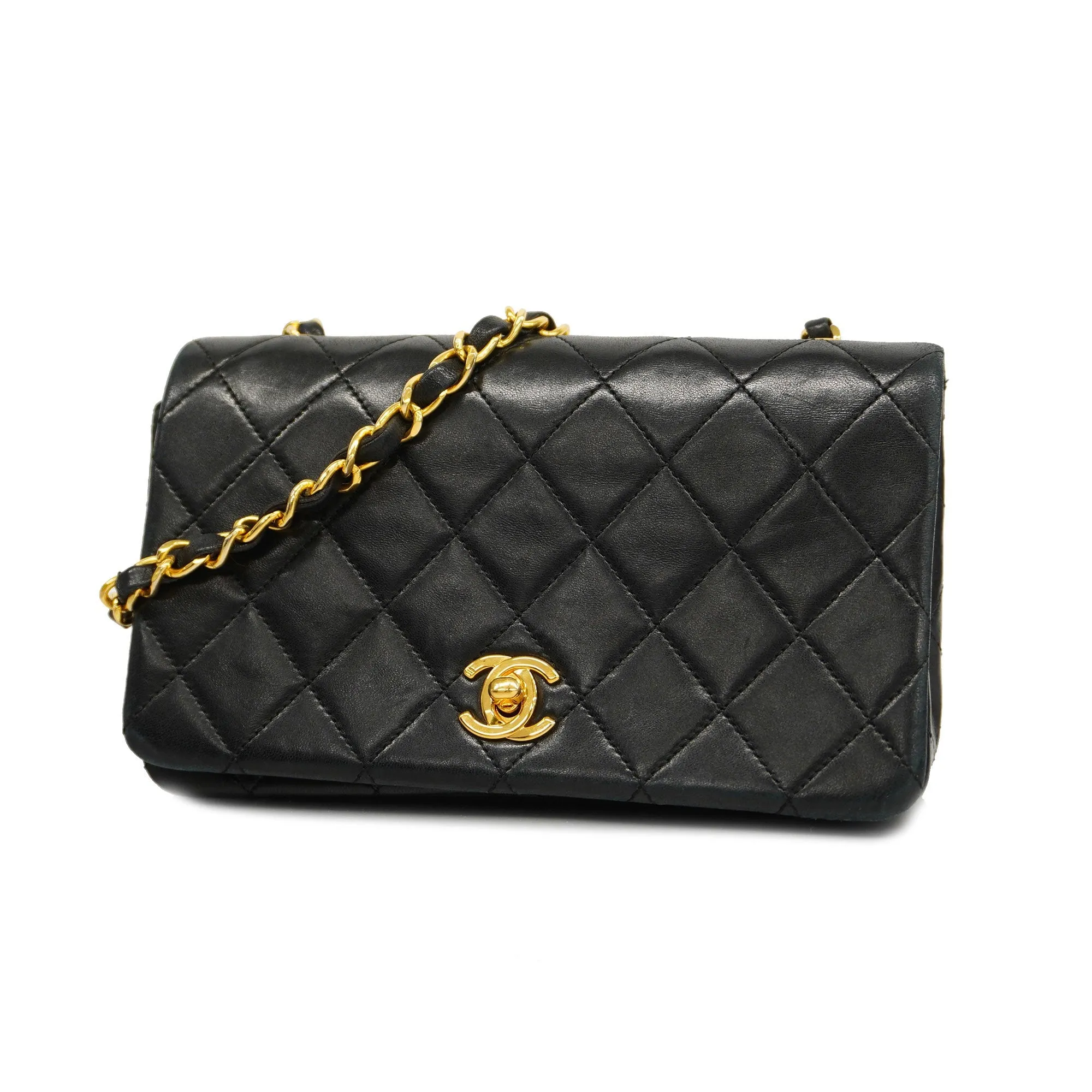 CHANEL Matelasse Chain Shoulder Lambskin Women's Leather Shoulder Bag Black
