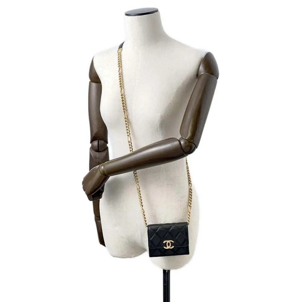 CHANEL Matelasse ChainShoulder Bag Black Caviar Leather