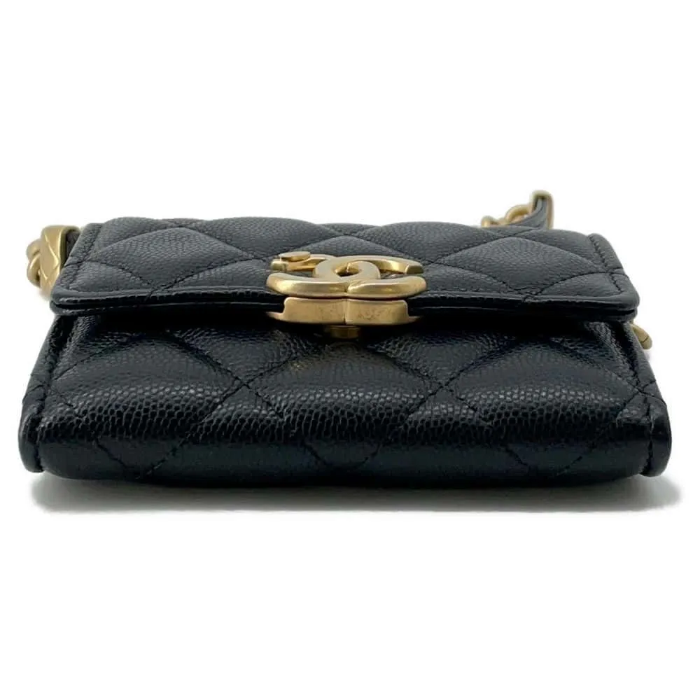 CHANEL Matelasse ChainShoulder Bag Black Caviar Leather