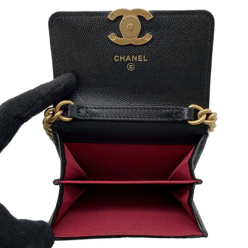 CHANEL Matelasse ChainShoulder Bag Black Caviar Leather