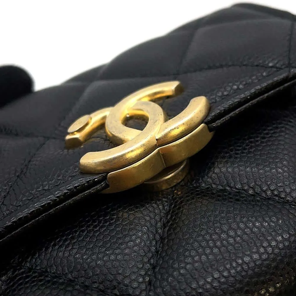 CHANEL Matelasse ChainShoulder Bag Black Caviar Leather