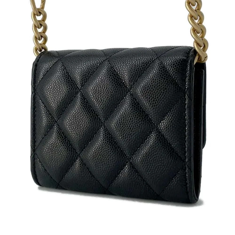 CHANEL Matelasse ChainShoulder Bag Black Caviar Leather