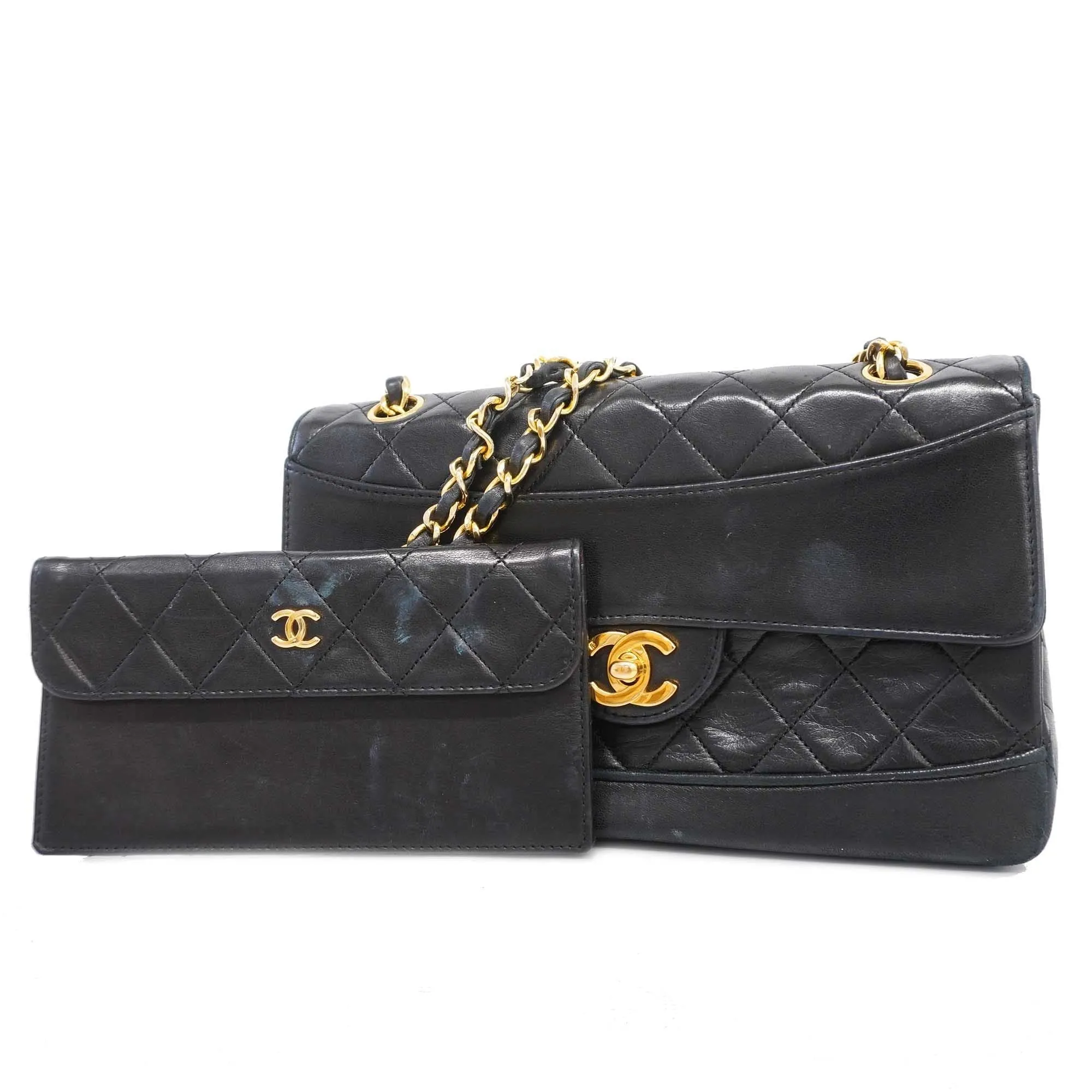 CHANEL   Matelasse Shoulder Bag W Chain Women's Leather Shoulder Bag Black
