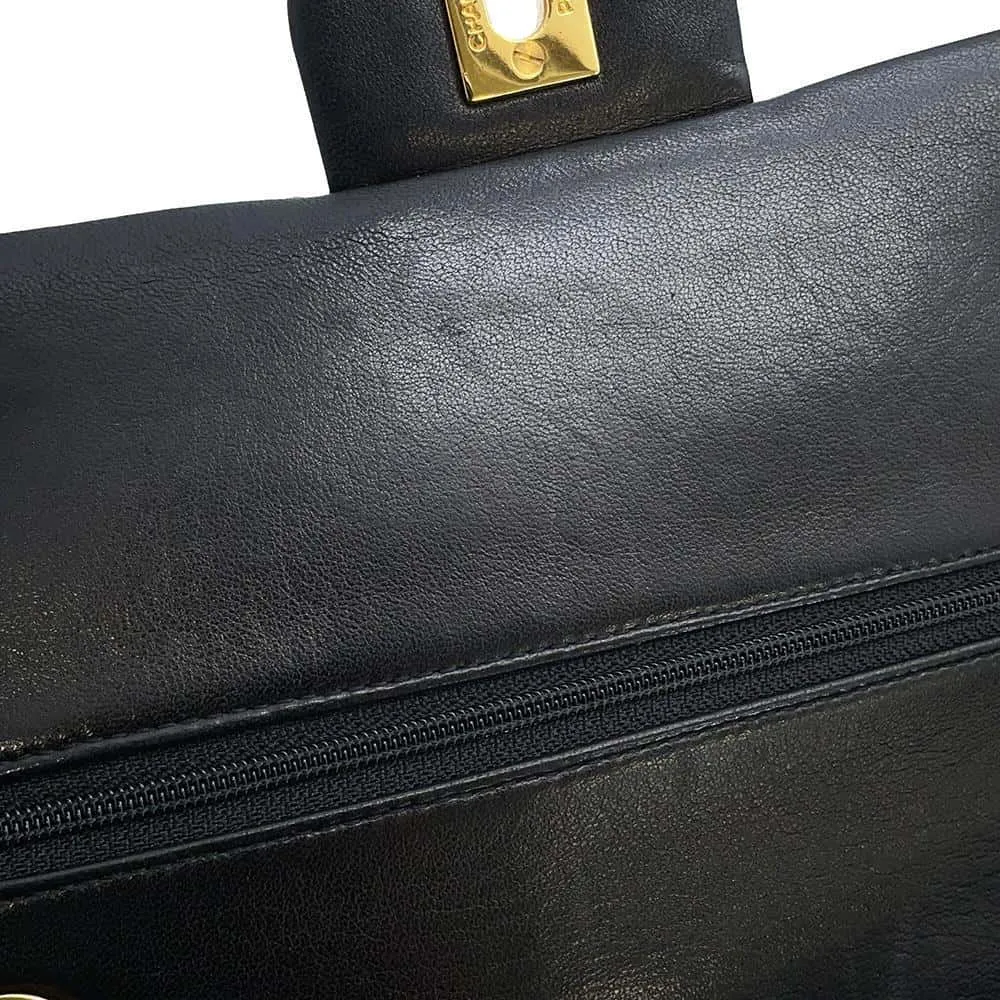 CHANEL Matelasse W Flap W Chain Shoulder Black A01112 Lambskin Size 25
