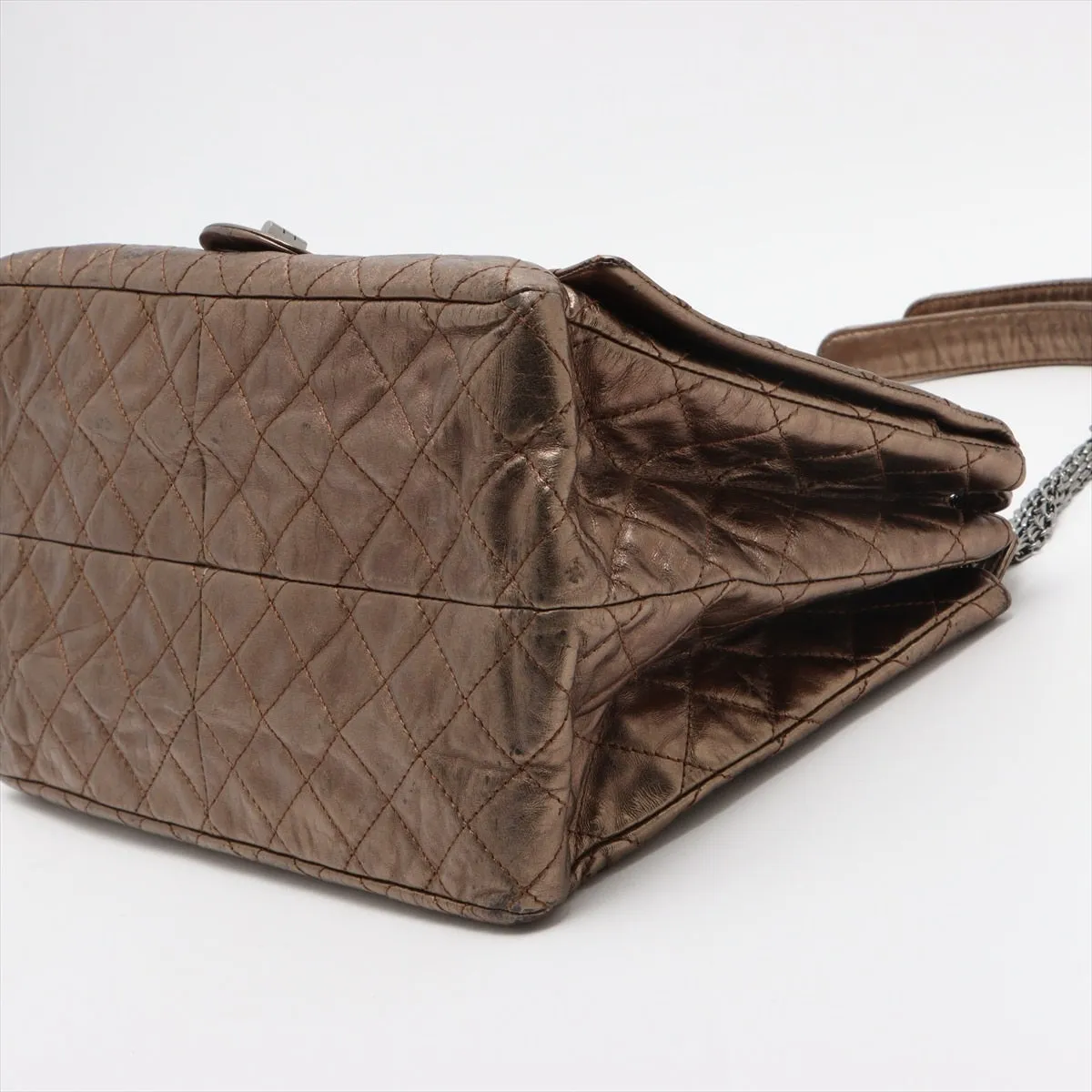 Chanel Matrasse Leather Chain Shoulder Bag 2.55 Gold Silver Gold