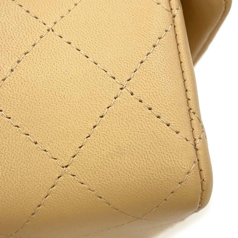 CHANEL Mini Matelasse ChainShoulder Bag Beige A69900 Lambskin