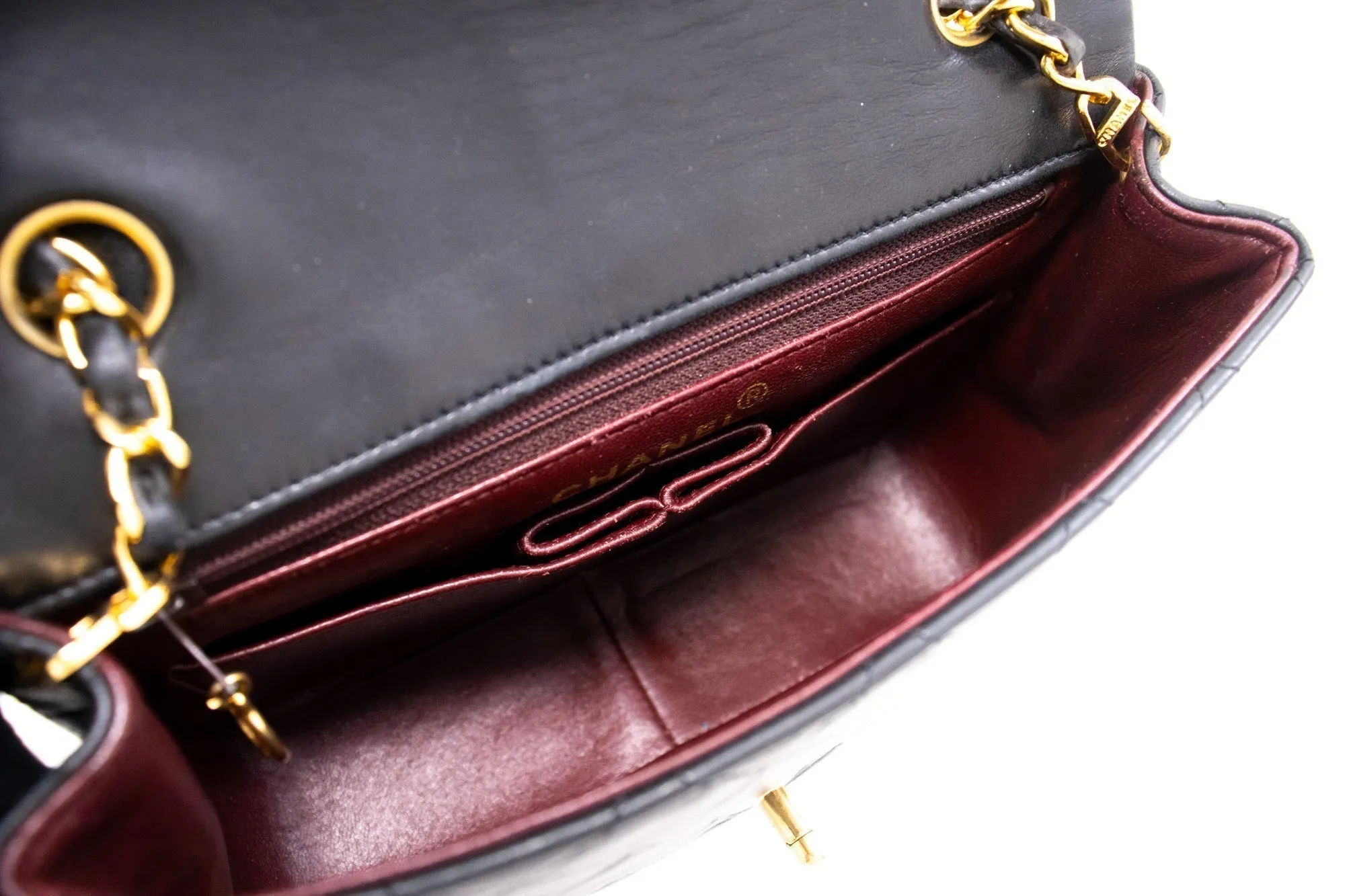 CHANEL Mini Square Small Chain Shoulder Bag Crossbody Black Quilt k85