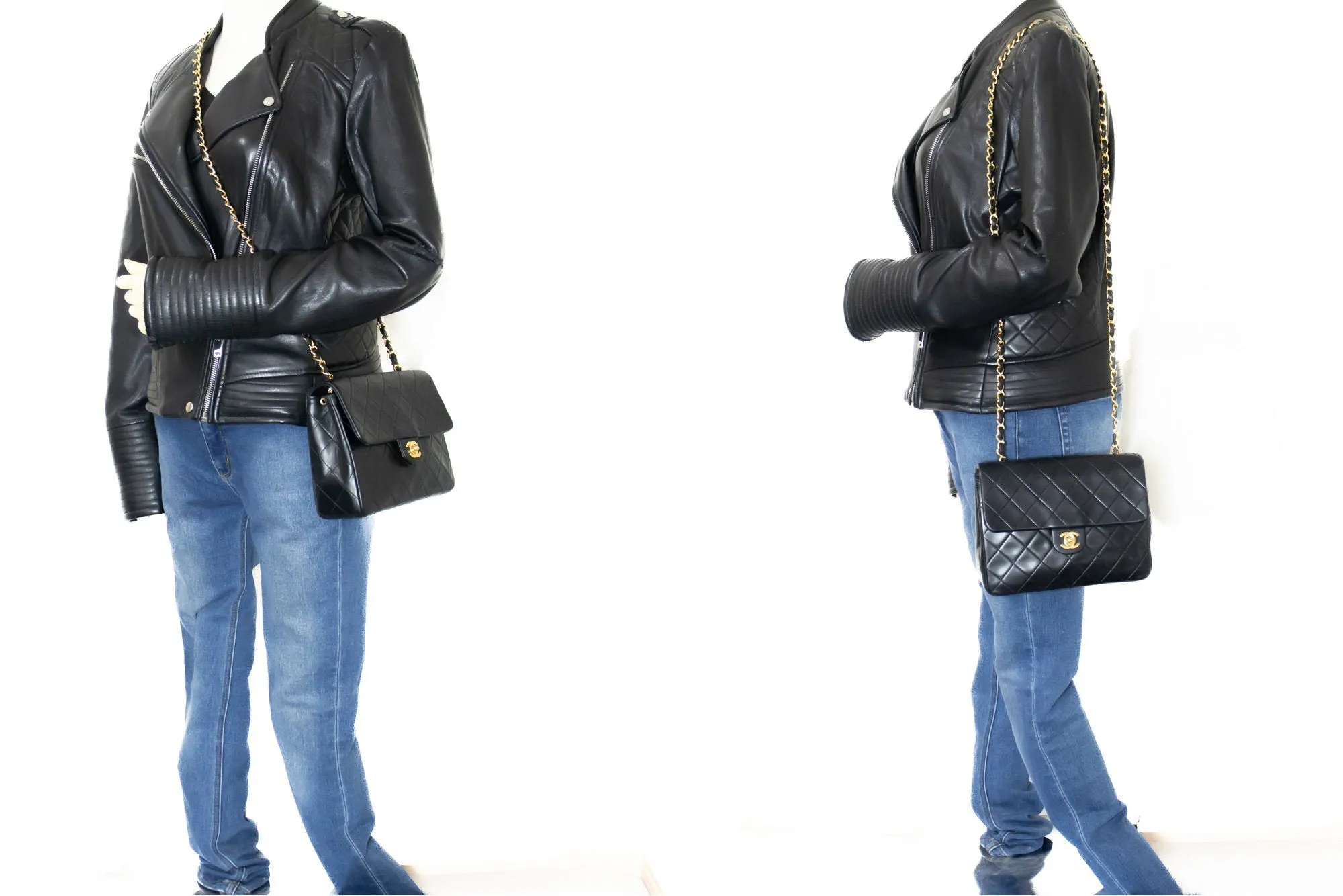 CHANEL Mini Square Small Chain Shoulder Bag Crossbody Black Quilt k85
