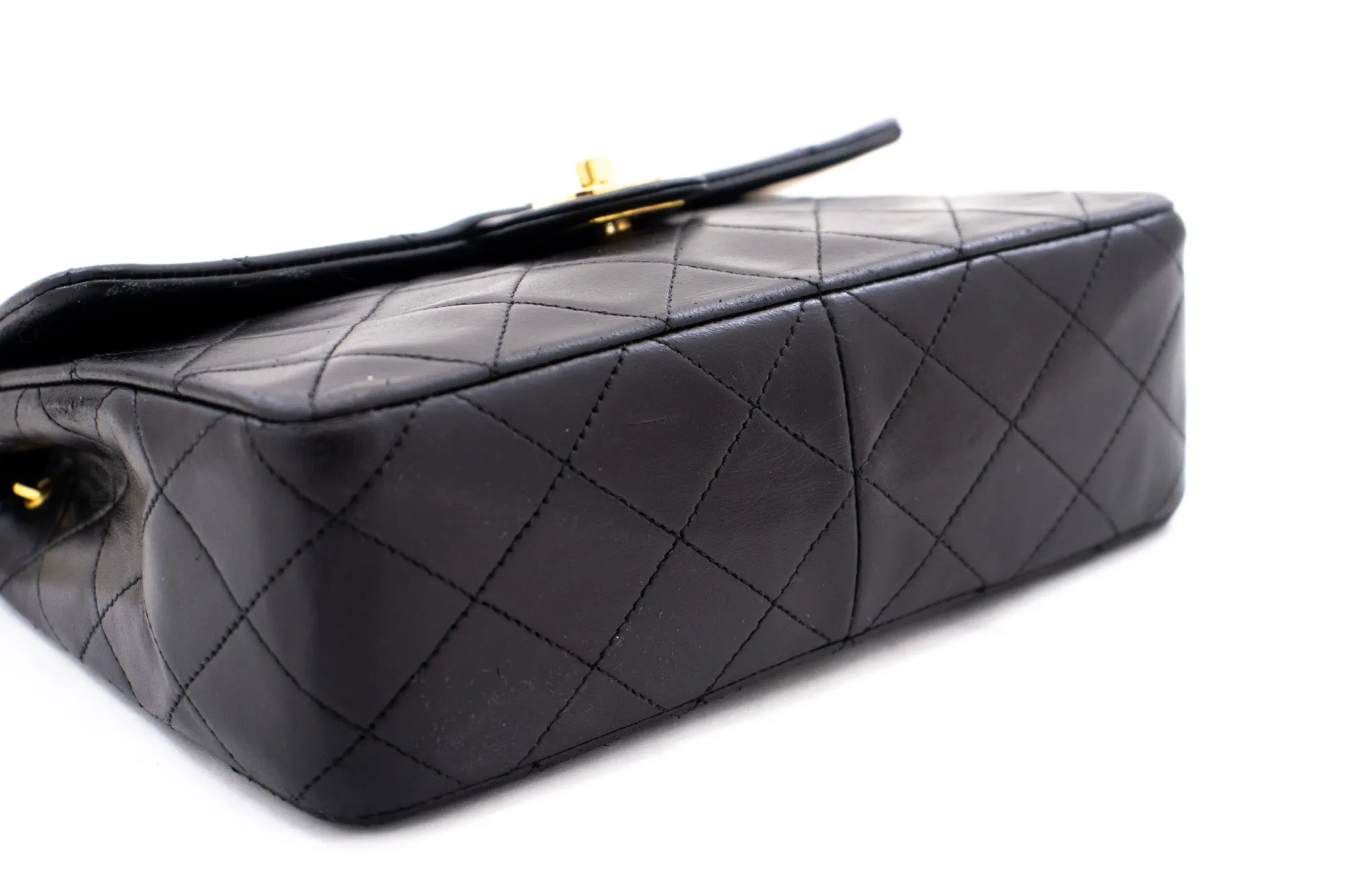 CHANEL Mini Square Small Chain Shoulder Bag Crossbody Black Quilt k85