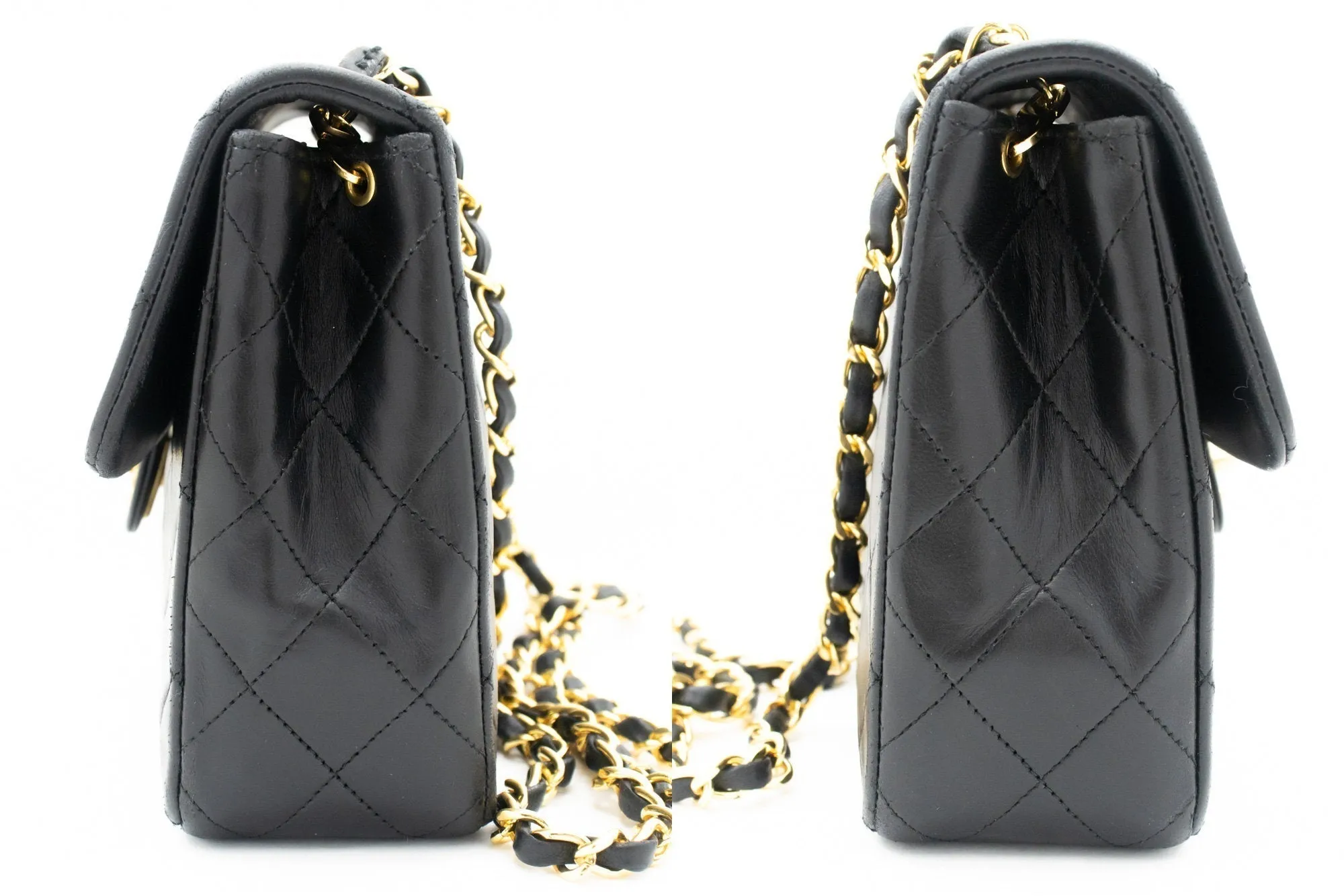 CHANEL Mini Square Small Chain Shoulder Bag Crossbody Black Quilt k85