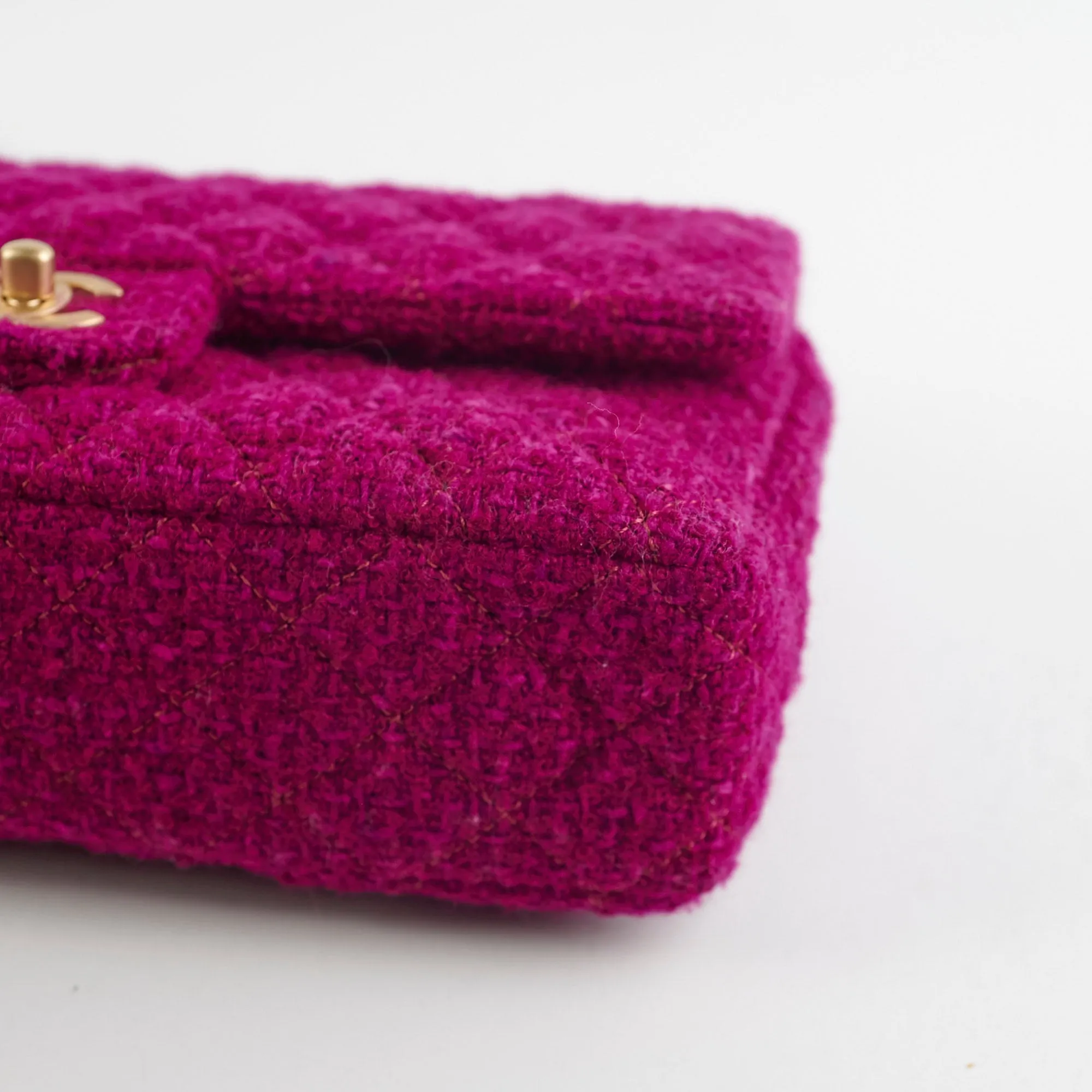 Chanel M/L Tweed Purple Classic Flap Shoulder Bag