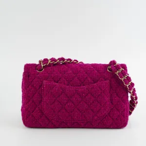 Chanel M/L Tweed Purple Classic Flap Shoulder Bag