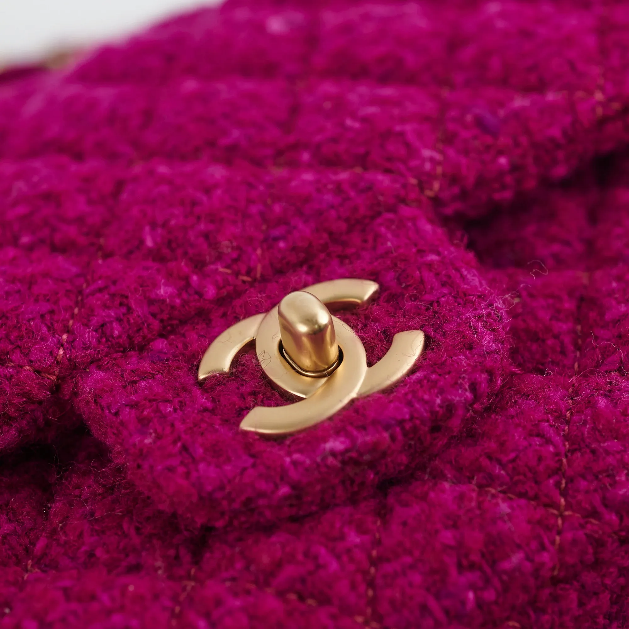 Chanel M/L Tweed Purple Classic Flap Shoulder Bag