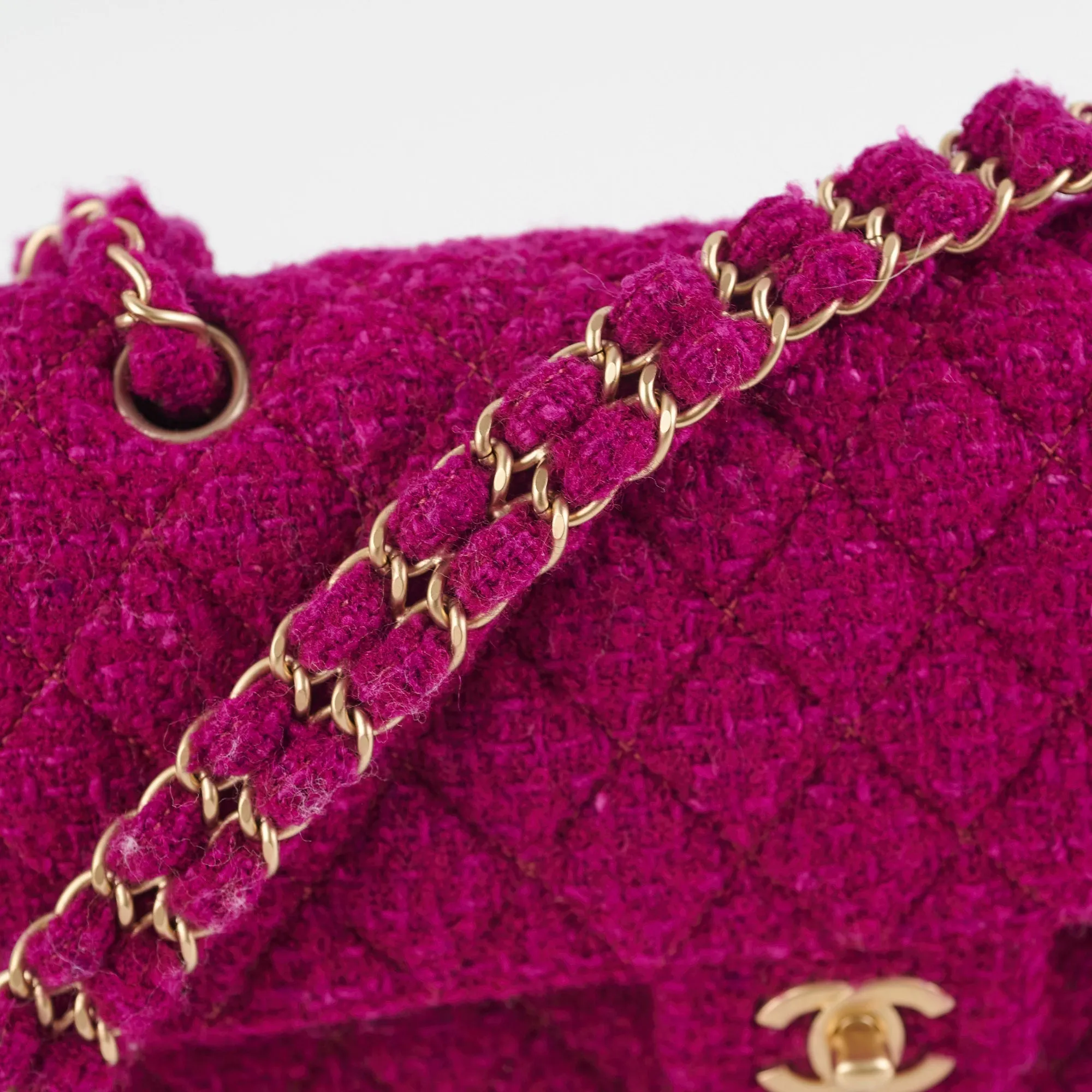 Chanel M/L Tweed Purple Classic Flap Shoulder Bag