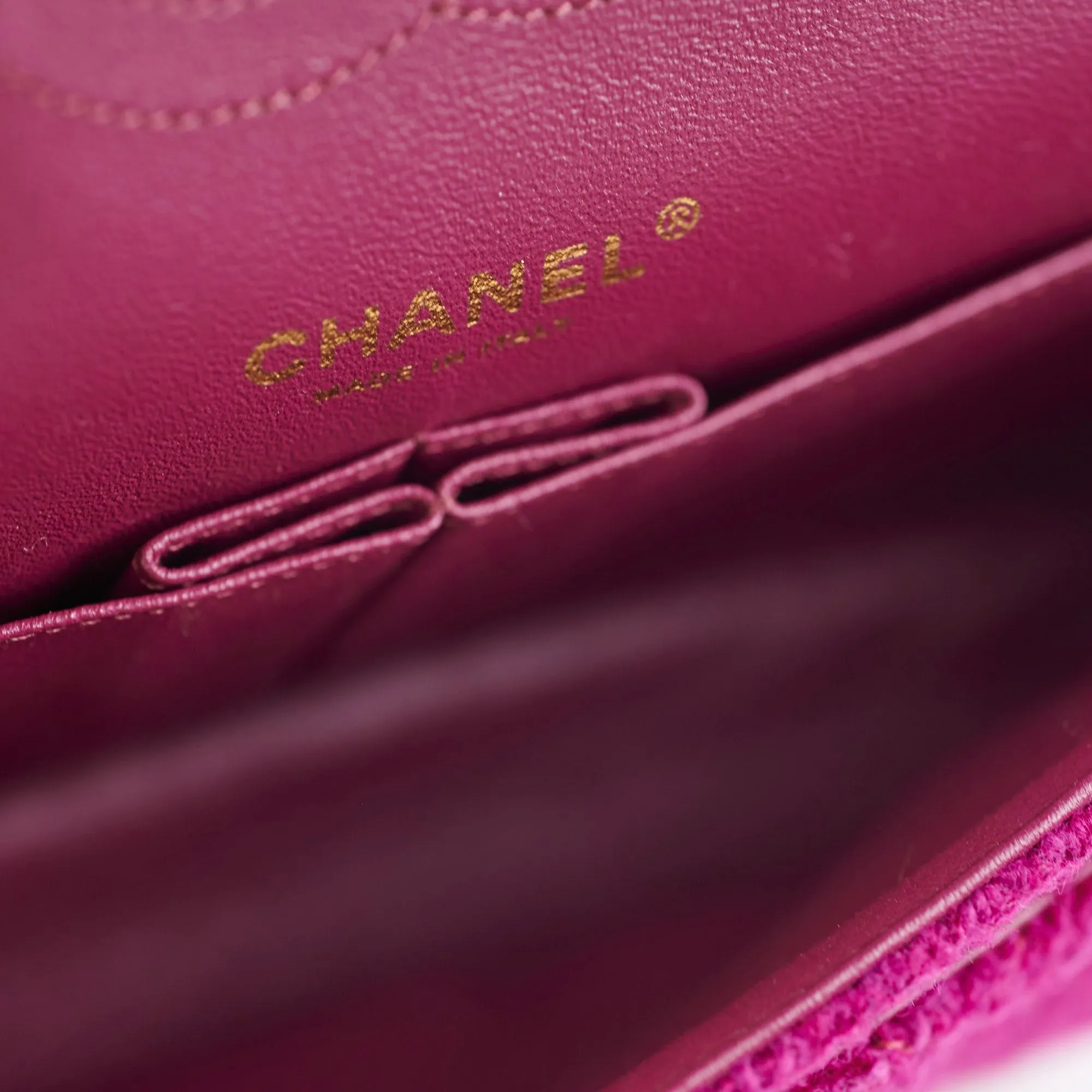 Chanel M/L Tweed Purple Classic Flap Shoulder Bag