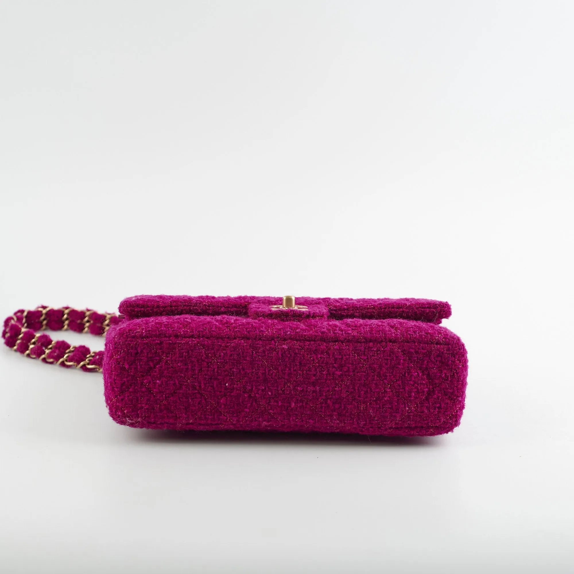 Chanel M/L Tweed Purple Classic Flap Shoulder Bag