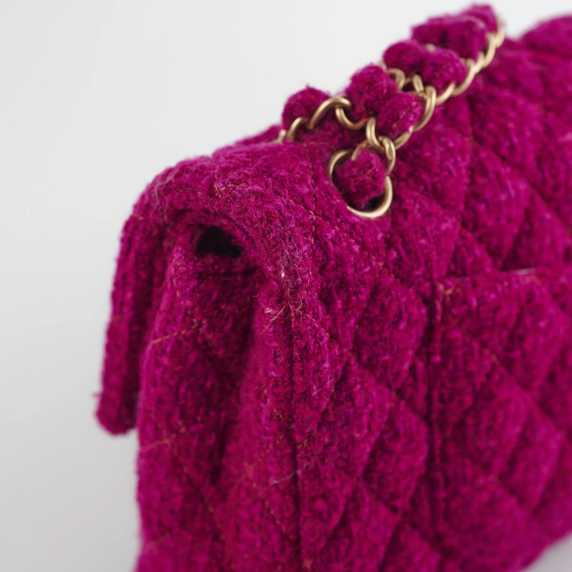 Chanel M/L Tweed Purple Classic Flap Shoulder Bag