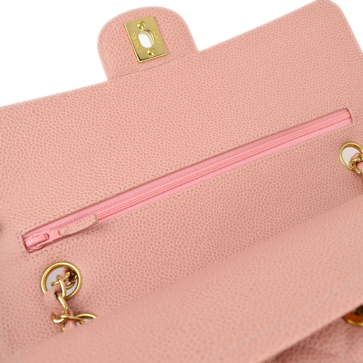 Chanel Pink Caviar Medium Classic Double Flap Shoulder Bag