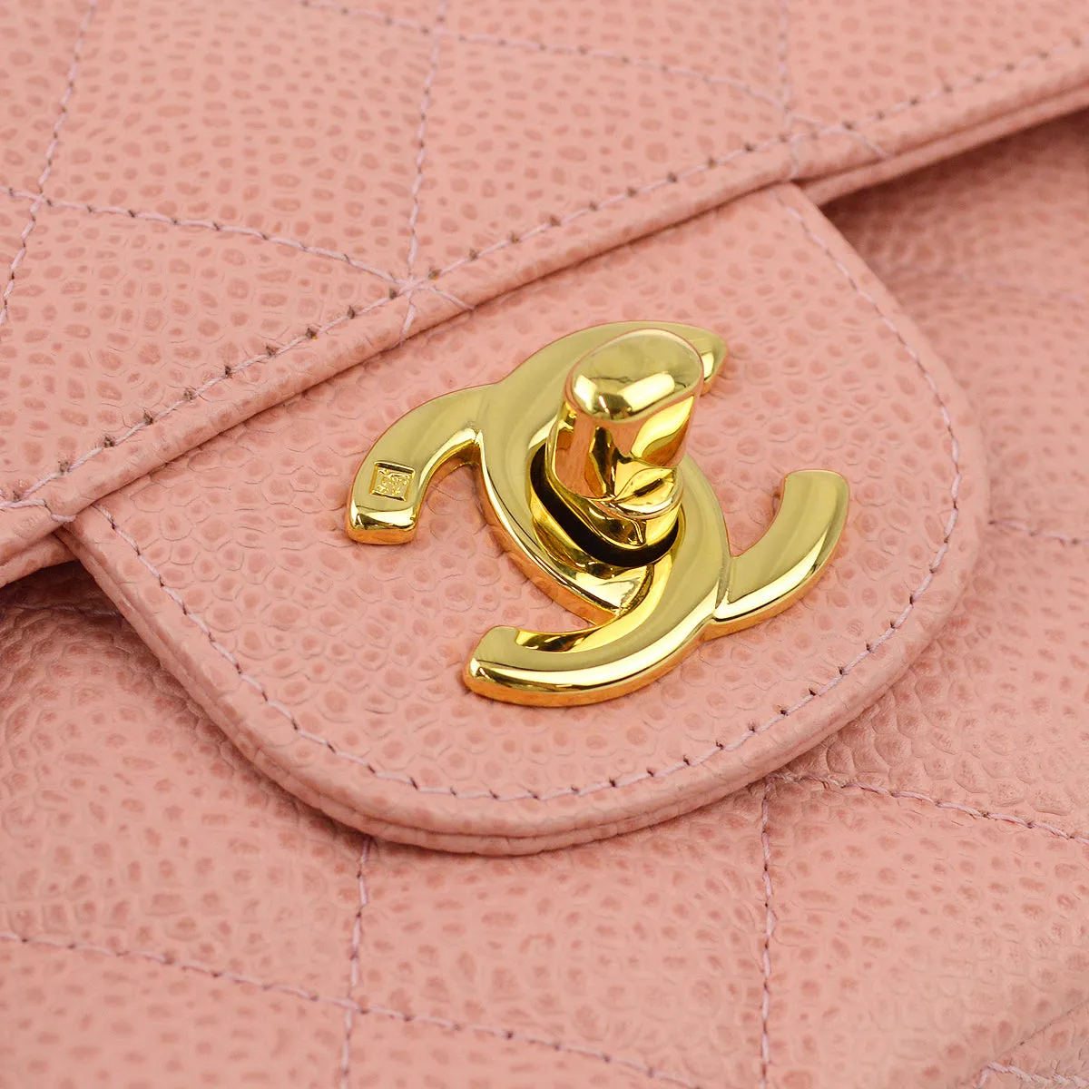 Chanel Pink Caviar Medium Classic Double Flap Shoulder Bag