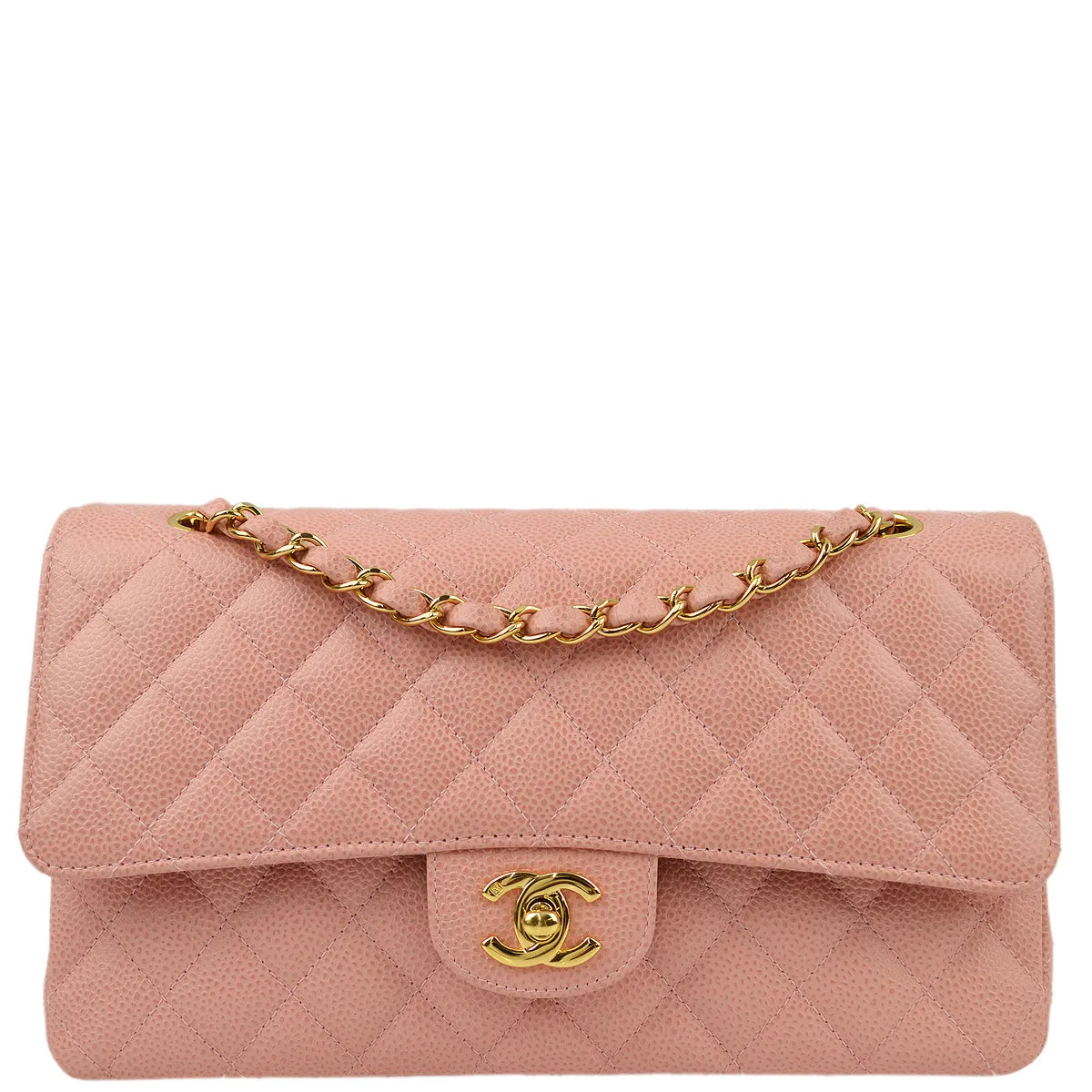 Chanel Pink Caviar Medium Classic Double Flap Shoulder Bag