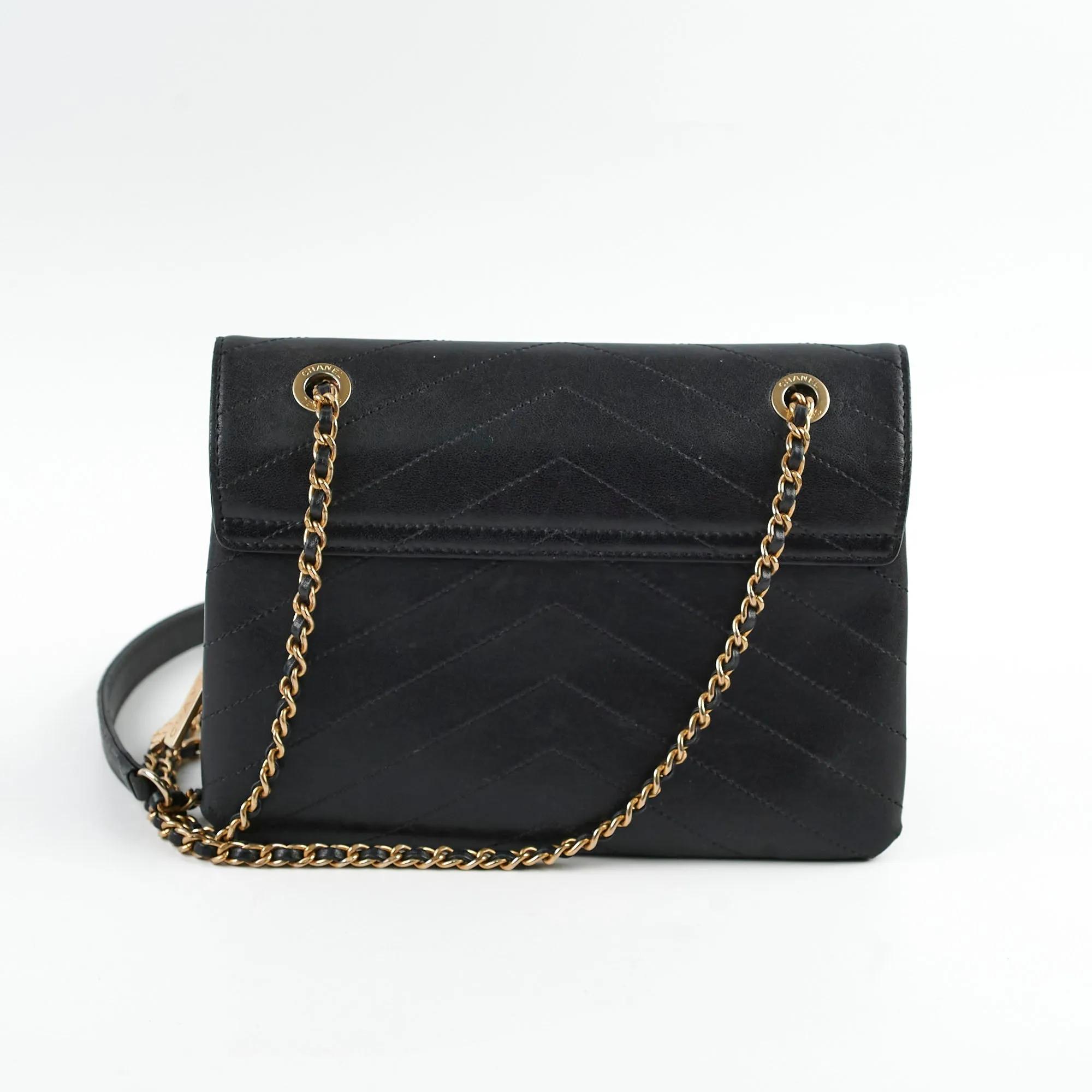 Chanel Seasonal Flap Chevron Black Shoulder Bag- Series 25