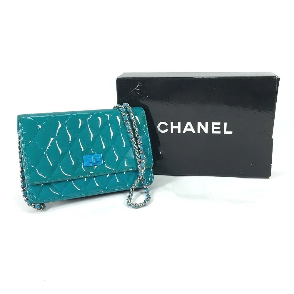 CHANEL Shoulder Bag enamel Blue type 2.55 Hardware Matrasse quilting Women Used