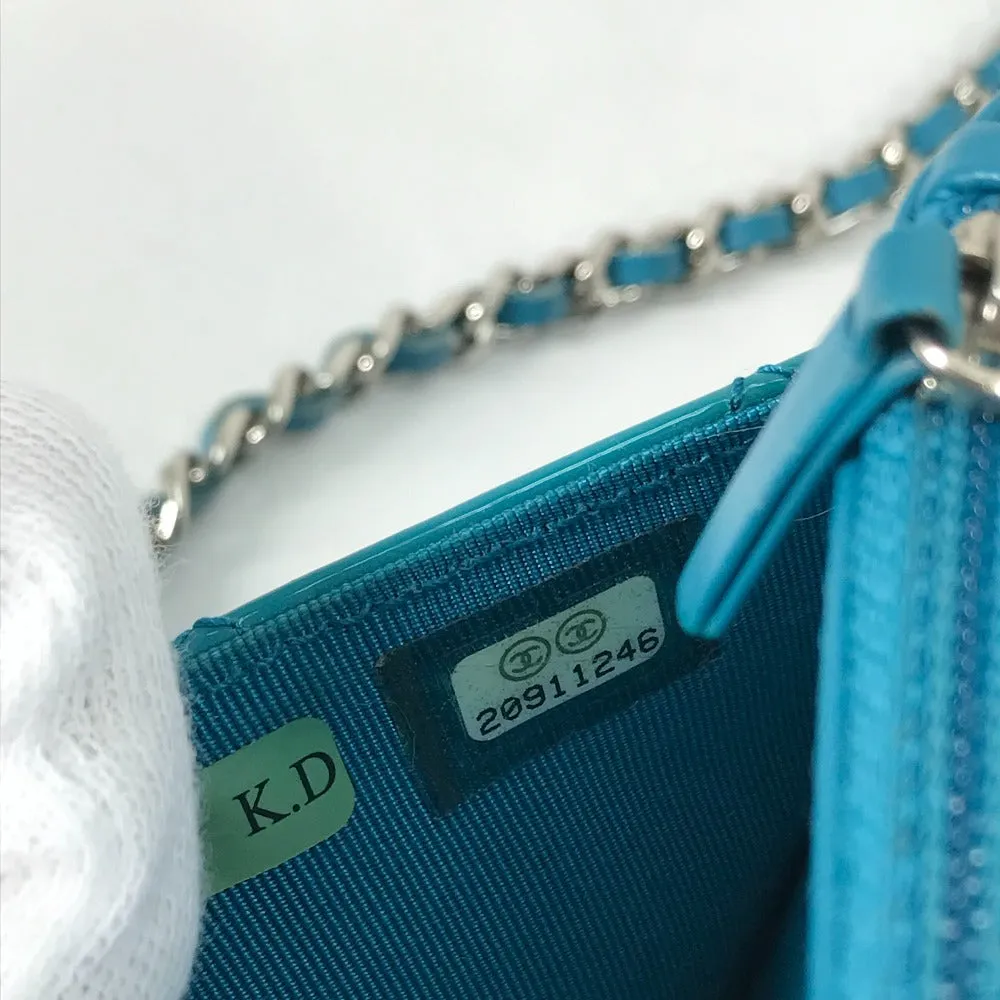 CHANEL Shoulder Bag enamel Blue type 2.55 Hardware Matrasse quilting Women Used