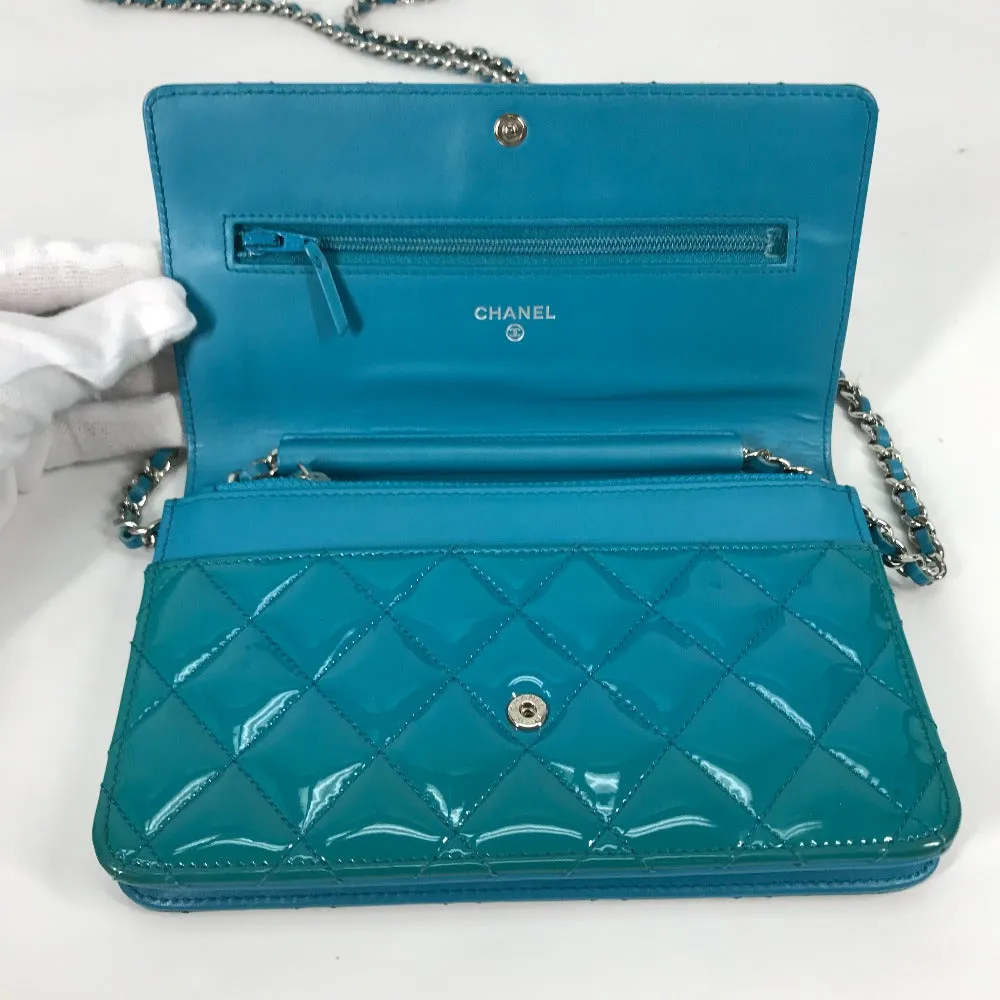 CHANEL Shoulder Bag enamel Blue type 2.55 Hardware Matrasse quilting Women Used