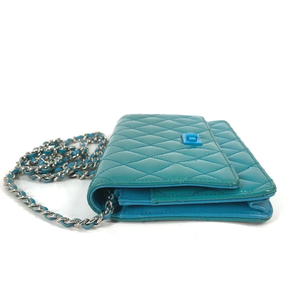 CHANEL Shoulder Bag enamel Blue type 2.55 Hardware Matrasse quilting Women Used