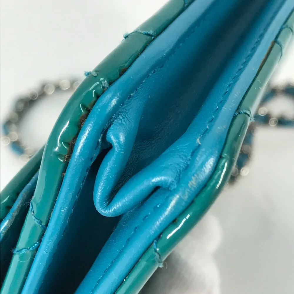 CHANEL Shoulder Bag enamel Blue type 2.55 Hardware Matrasse quilting Women Used