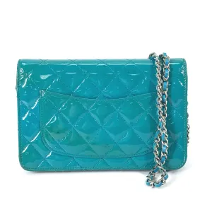 CHANEL Shoulder Bag enamel Blue type 2.55 Hardware Matrasse quilting Women Used