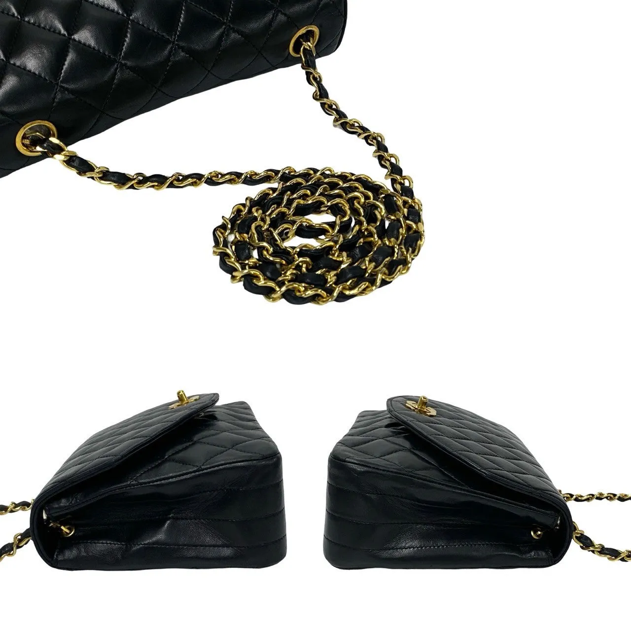 CHANEL Shoulder Bag lambskin black Matrasse