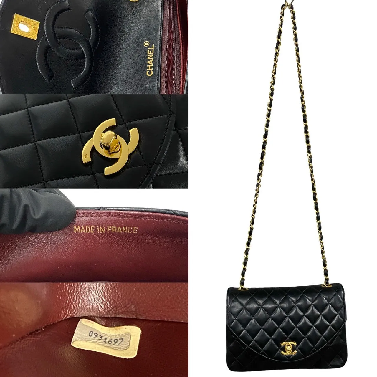 CHANEL Shoulder Bag lambskin black Matrasse