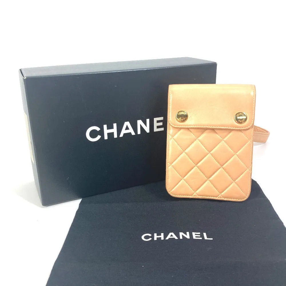 CHANEL Shoulder Bag lambskin Pink type neck pouch smartphone pouch Matelasse Pouch Quilting Women Used