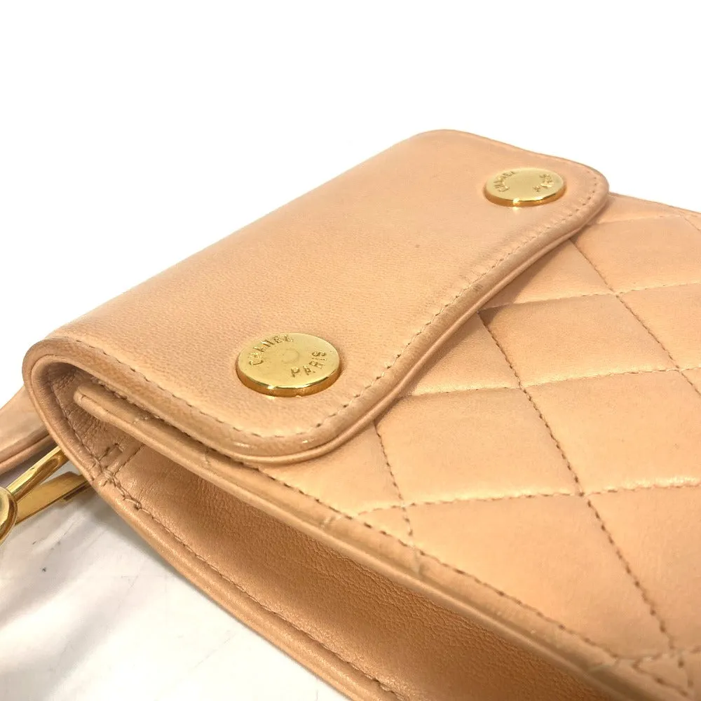 CHANEL Shoulder Bag lambskin Pink type neck pouch smartphone pouch Matelasse Pouch Quilting Women Used