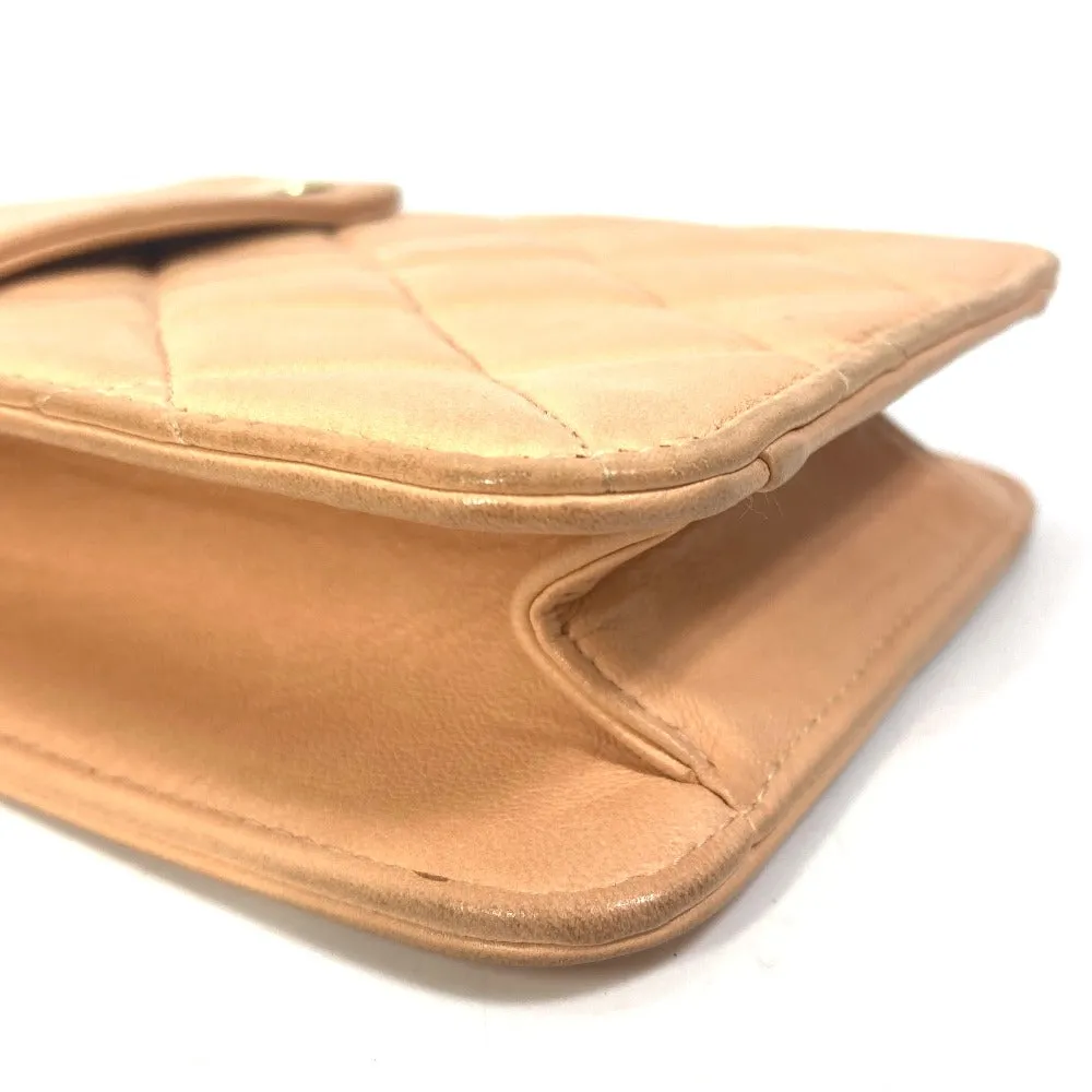 CHANEL Shoulder Bag lambskin Pink type neck pouch smartphone pouch Matelasse Pouch Quilting Women Used